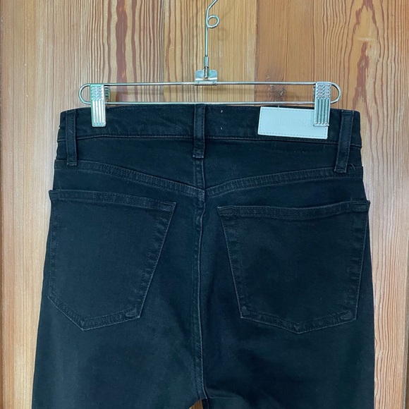 RE/DONE 70s High Rise Stove Pipe Black Jeans Washed Noir Denim Button Fly Sz 26 - Picture 8 of 15